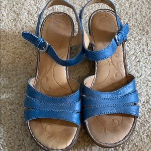 Cornflower blue wedge sandals
